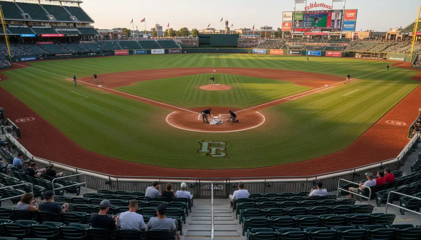 Vue du terrain de baseball depuis les tribunes avant un match MLB