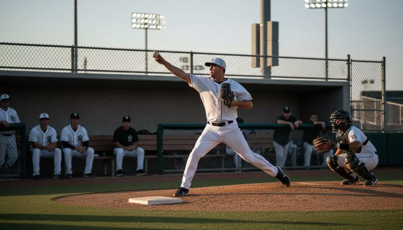Releveur de baseball s'échauffant dans le bullpen avant d'entrer en jeu