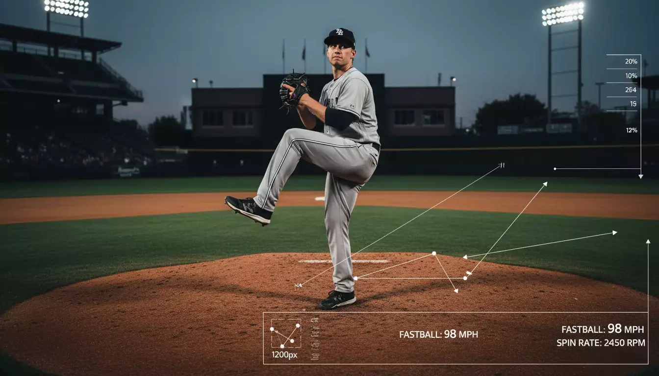 Lanceur de baseball MLB en position de lancer sur le monticule