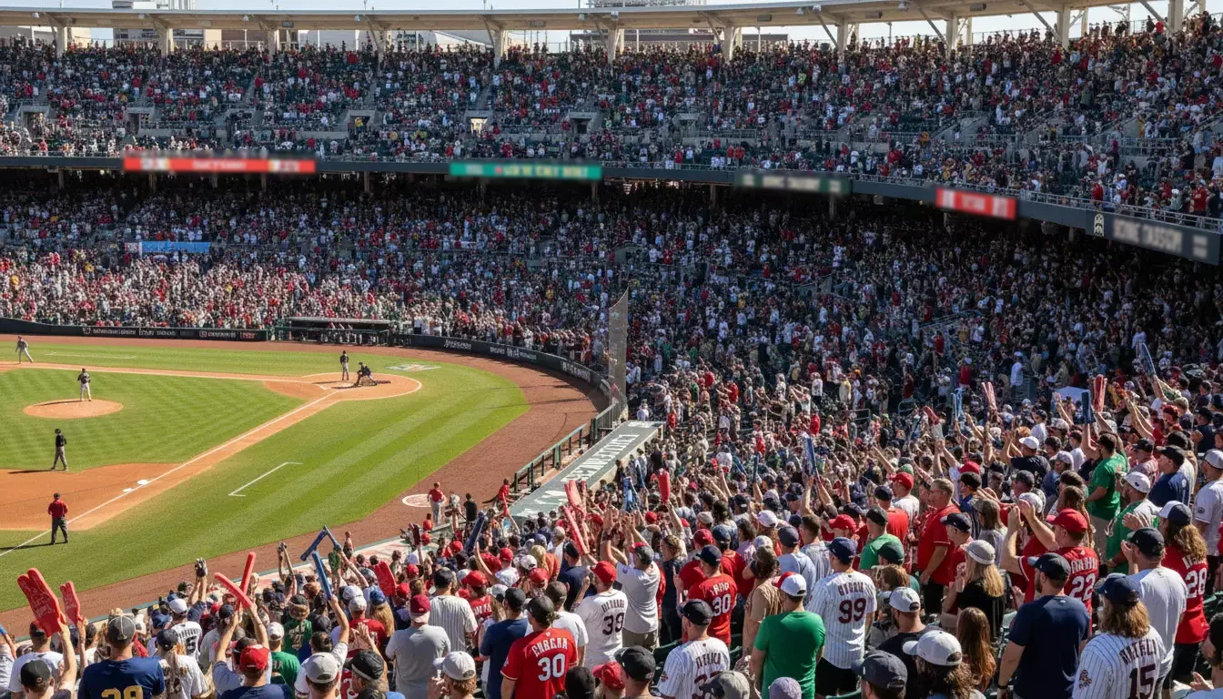 Foule de supporters baseball dans les tribunes du stade