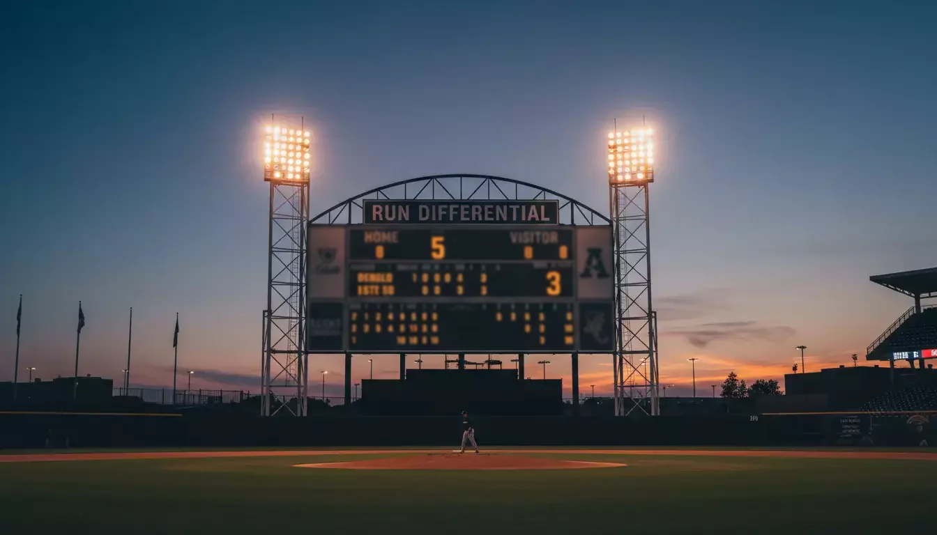 Run line baseball avec scoreboard montrant écart de runs MLB